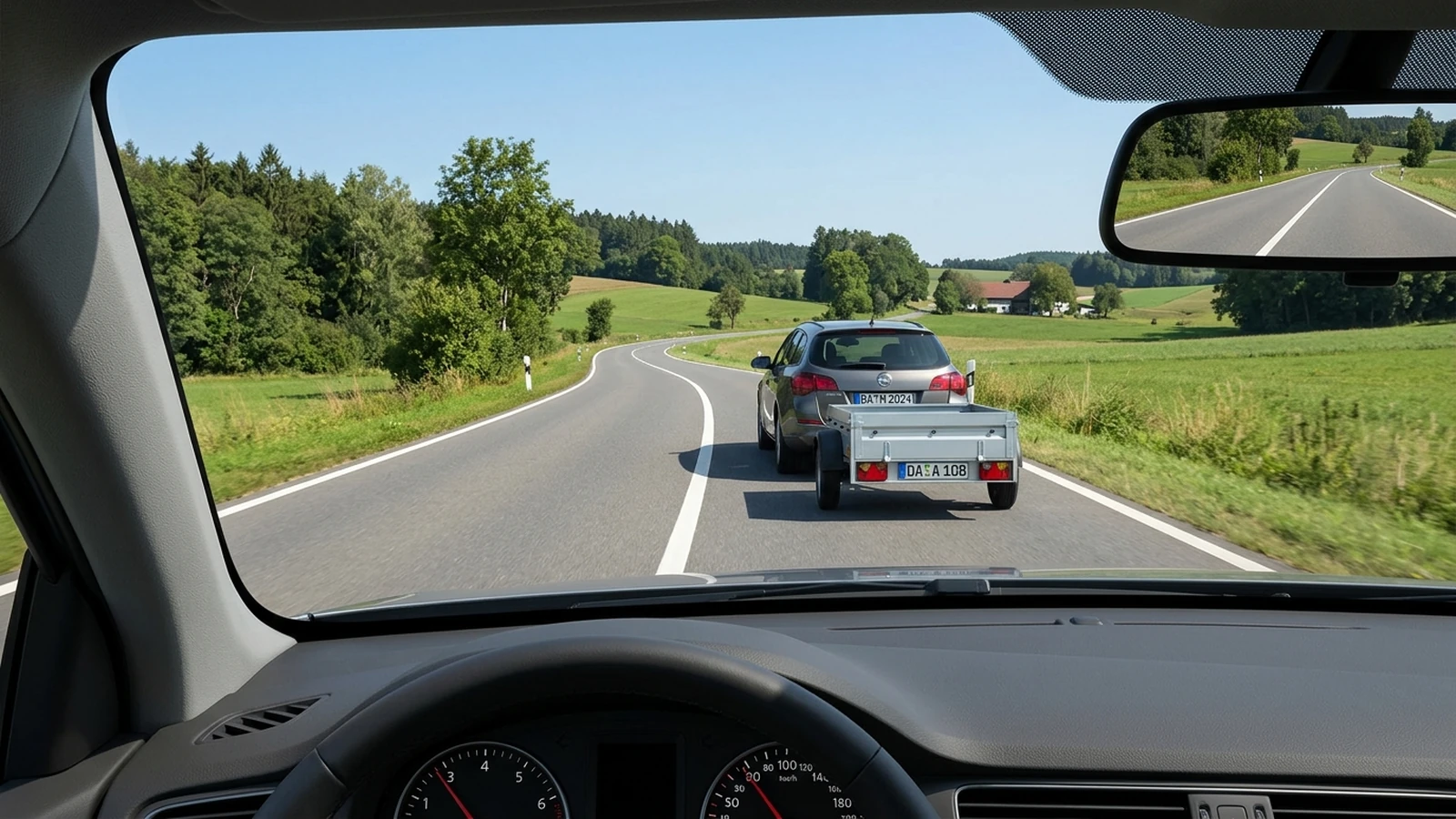 Pkw mit Anhänger außerorts