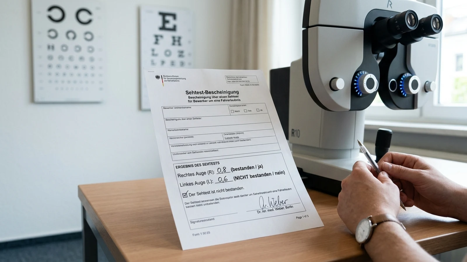 Sehtest nicht bestanden