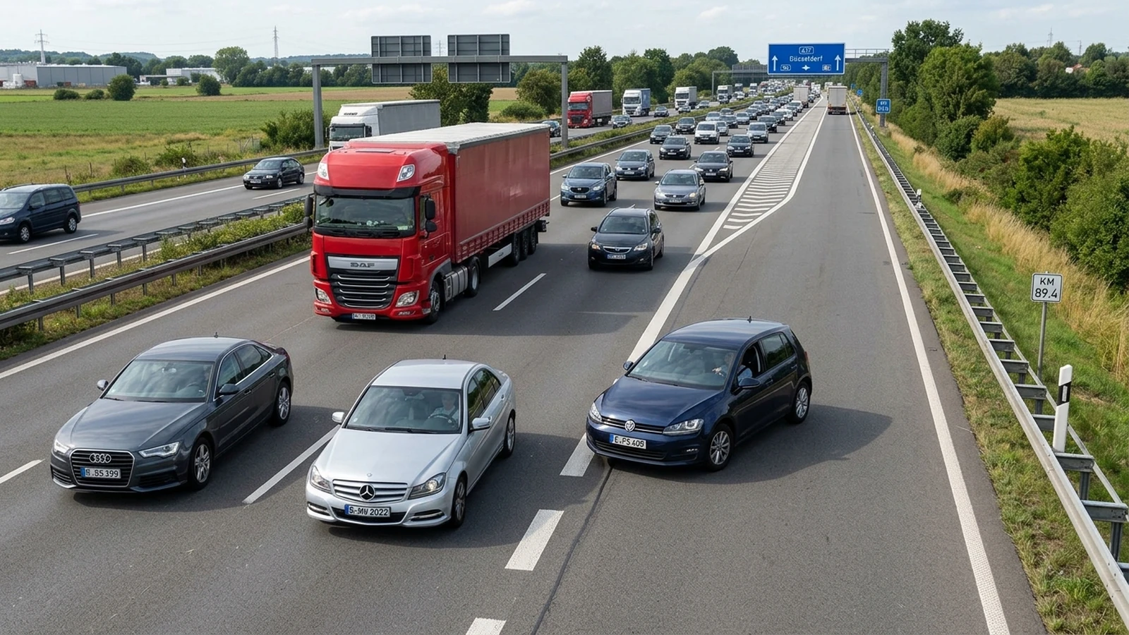 Keine Lücke am Ende des Einfädelungsstreifens