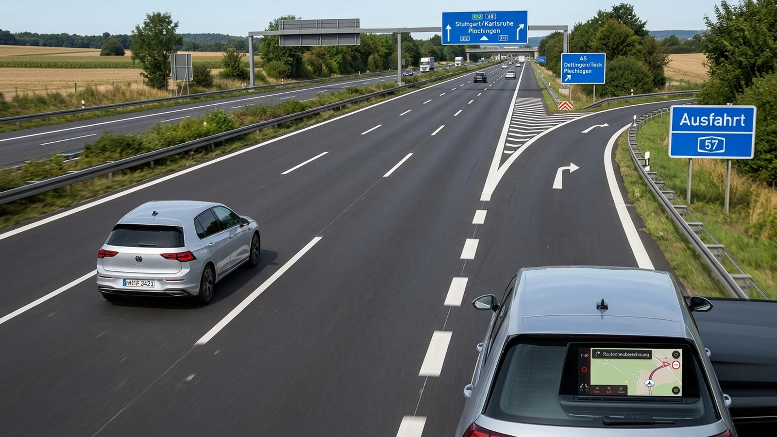 Ausfahrt zu spät erkannt
