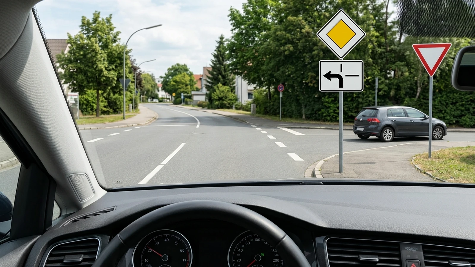 Geradeaus aus der abknickenden Vorfahrt