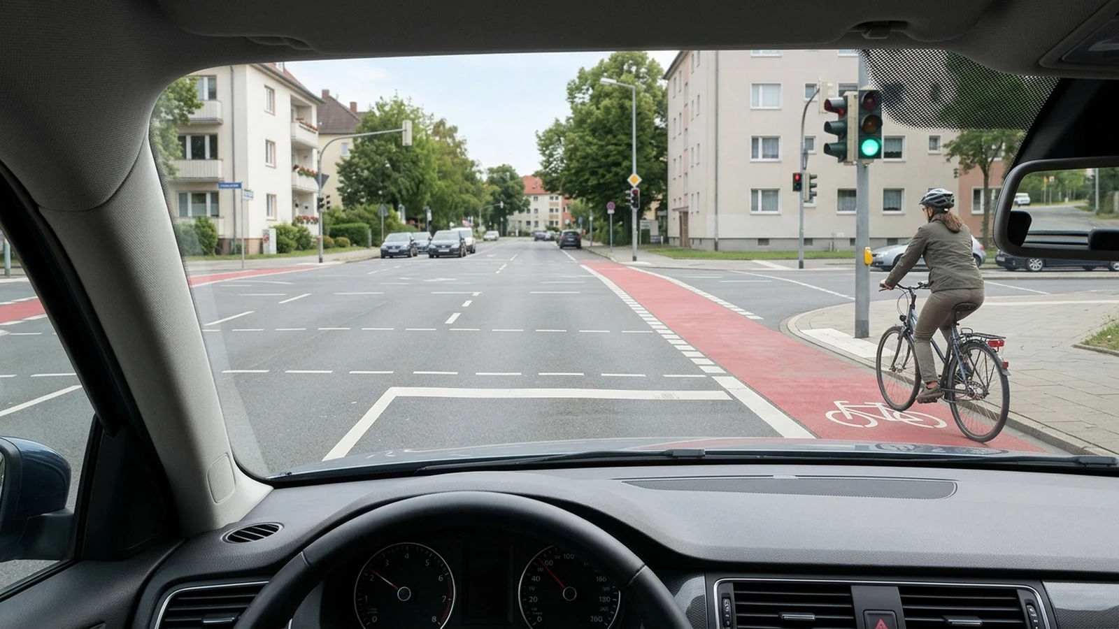Rechtsabbiegen mit Radfahrer rechts