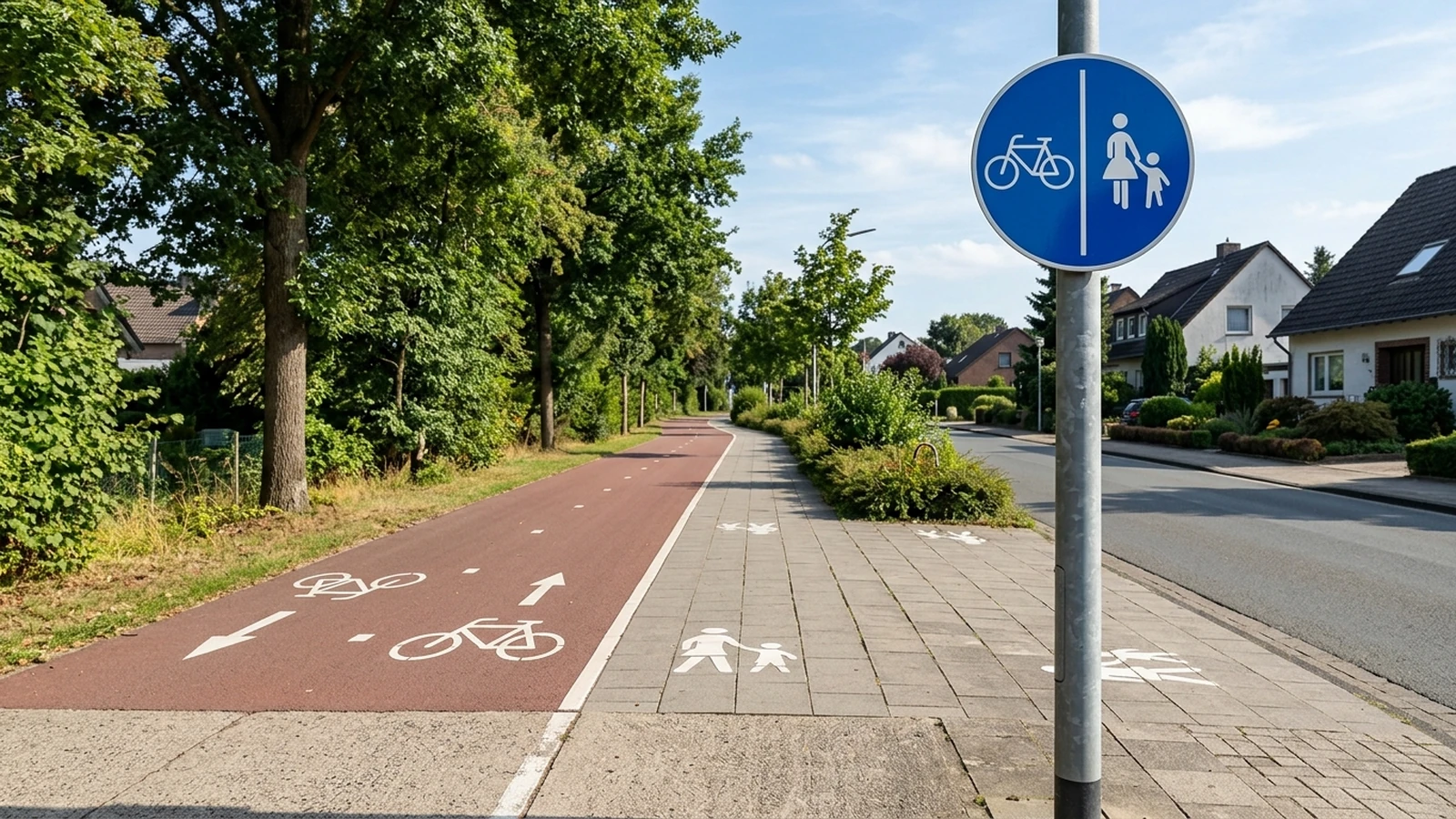Getrennter Rad- und Gehweg