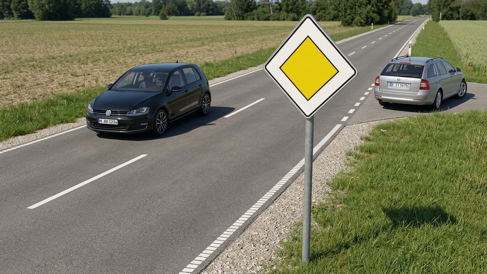 Vorfahrtstraße und Parken außerorts
