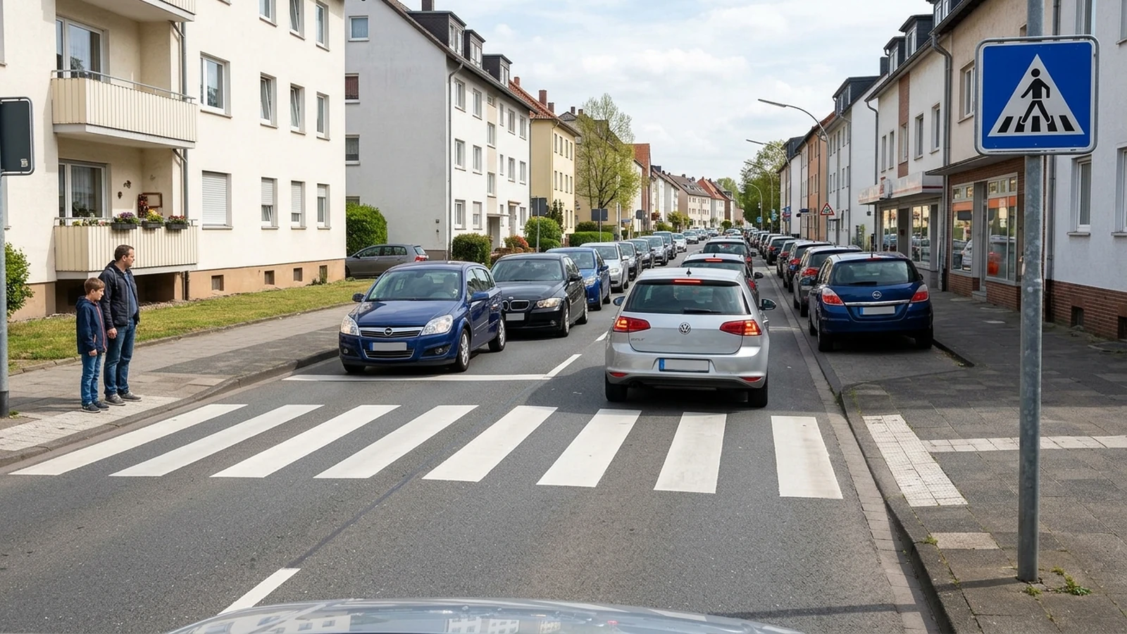 Stau auf dem Zebrastreifen