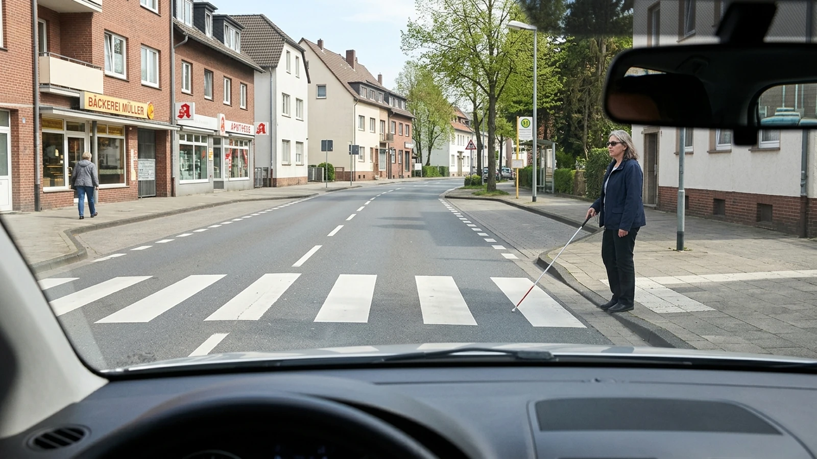 Person mit weißem Langstock