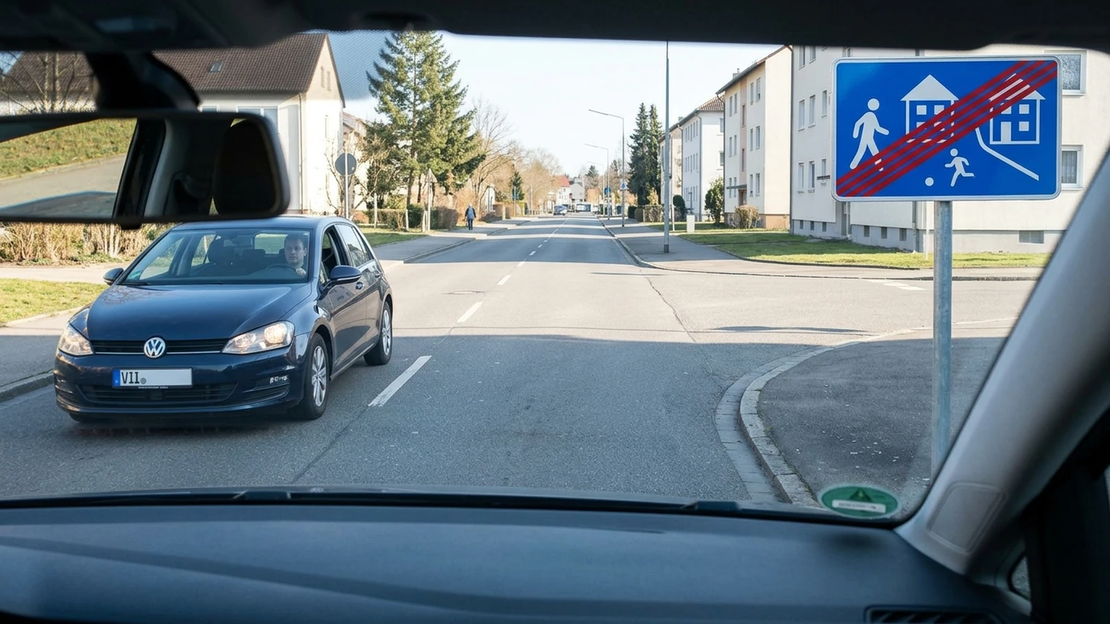 Verkehrsberuhigten Bereich verlassen