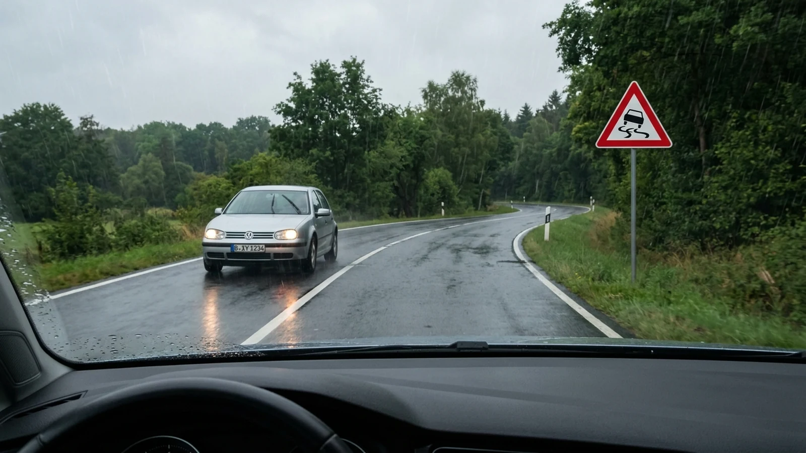 Gefahrzeichen Schleudergefahr