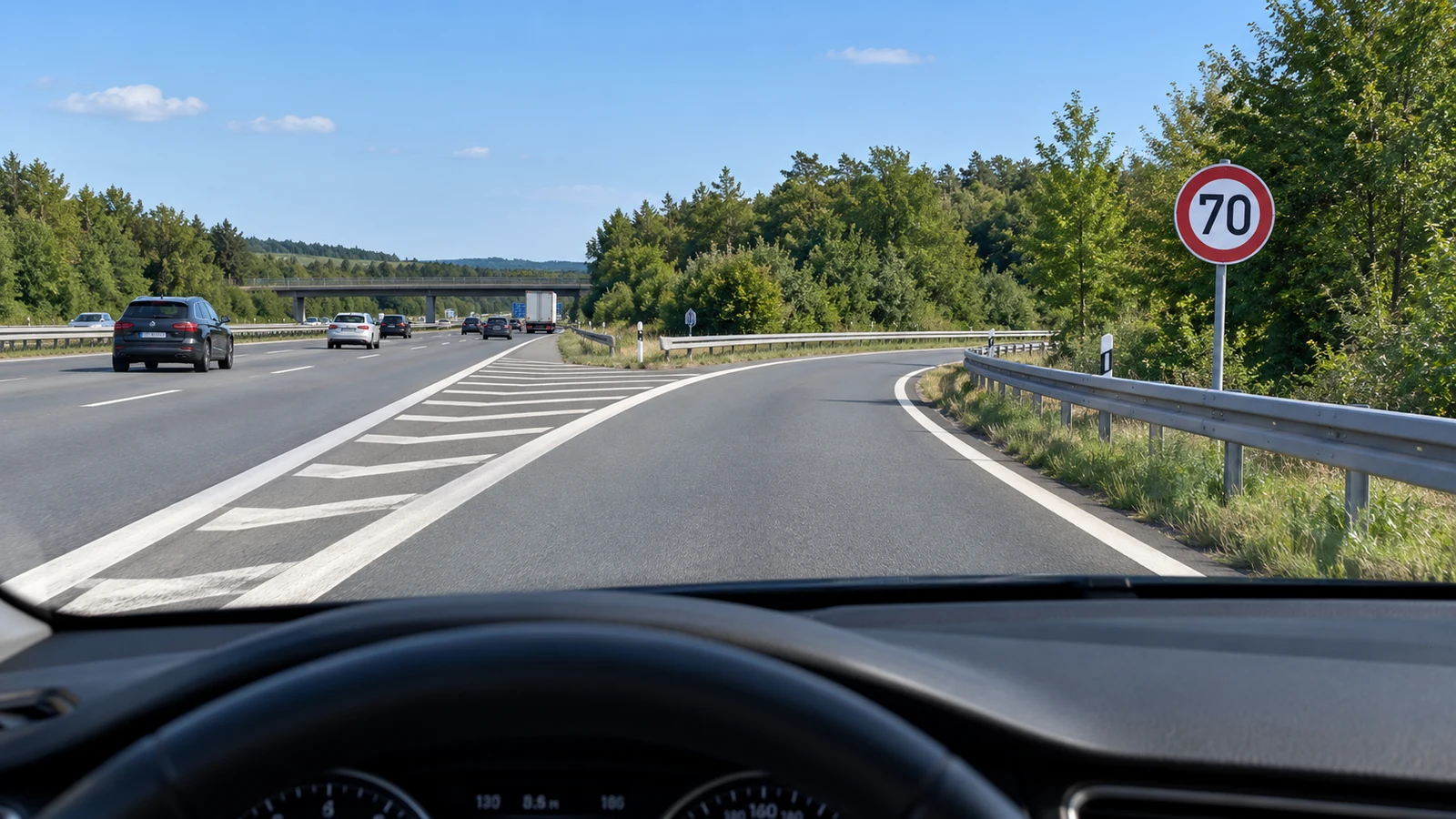 Nach Autobahn in 70er-Ausfahrt