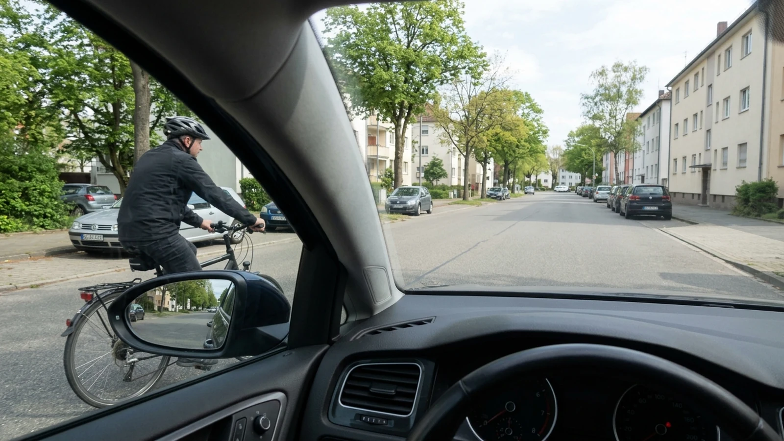 Anfahren mit Radfahrer im toten Winkel