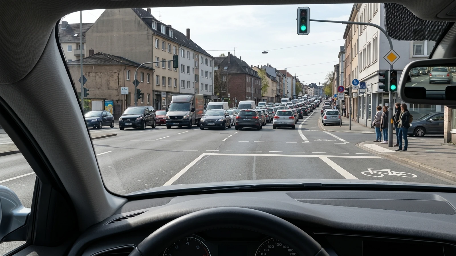 Grüne Ampel, Kreuzung blockiert