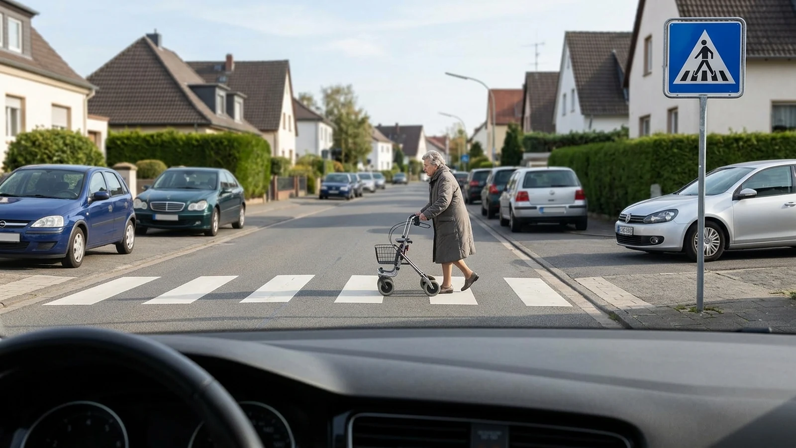 Ältere Person mit Rollator